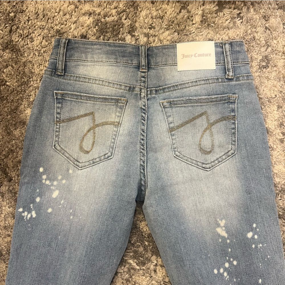 NWT Juicy Couture girls Mid Rise Crop Kick Flare jean stretch 12 Light Wash - Picture 10 of 11